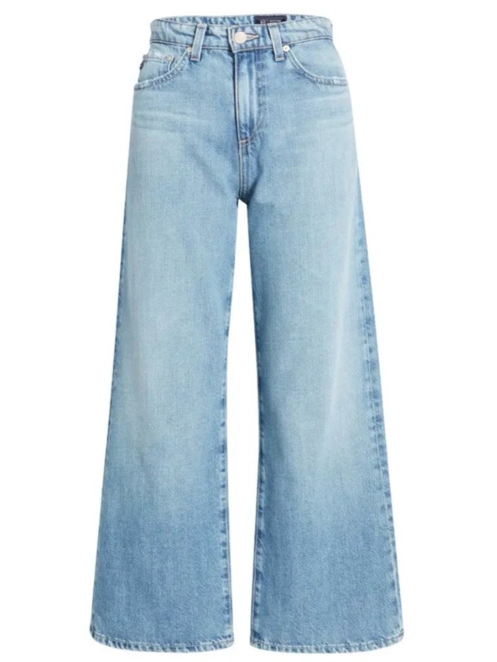 Ag Adriano Goldschmied Saige Light Blue Wide-Leg Cropped Jeans Size 27